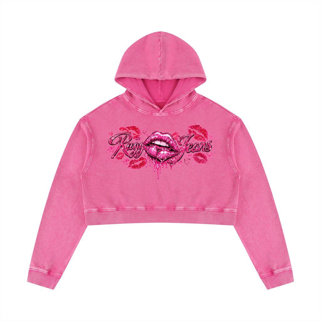 Cropped,Hoodie,love,Snowwashed,Cotton