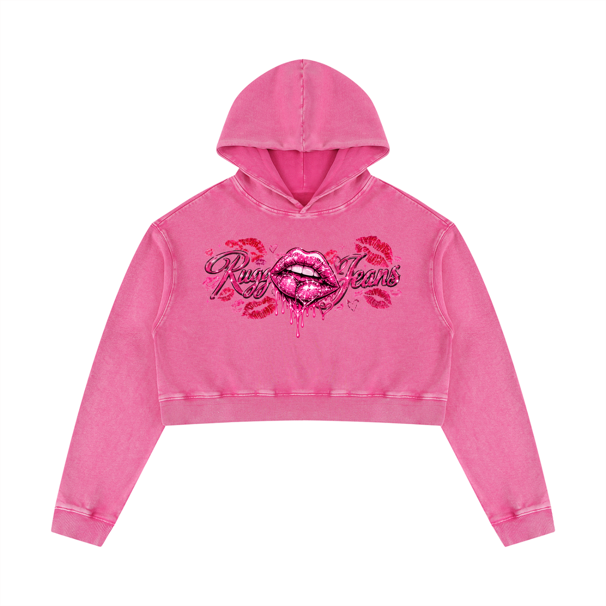 Cropped,Hoodie,love,Snowwashed,Cotton