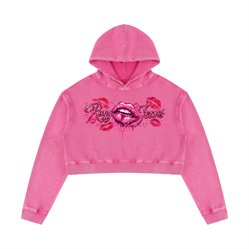 Cropped,Hoodie,love,Snowwashed,Cotton