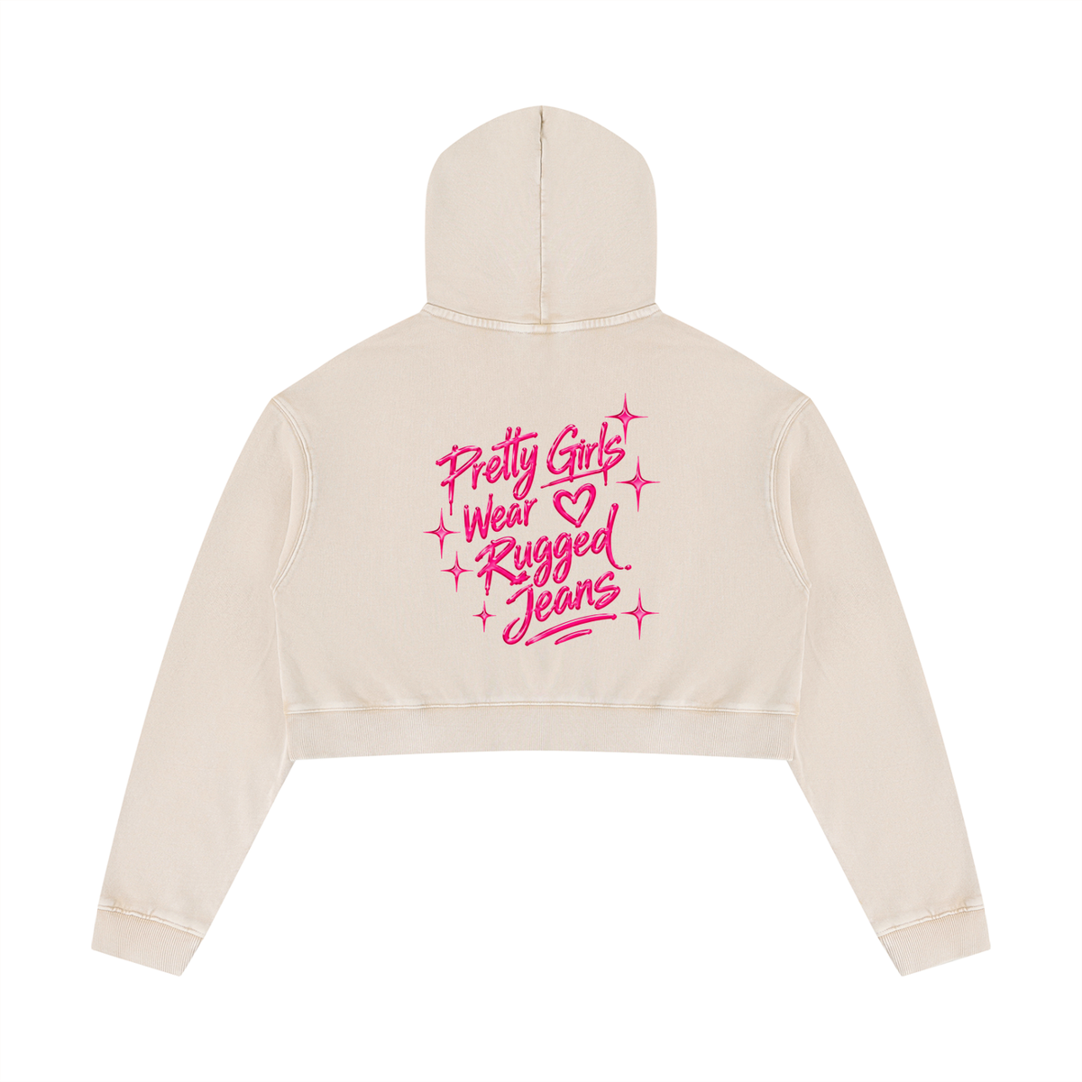 Cropped,Hoodie,love,Snowwashed,Cotton