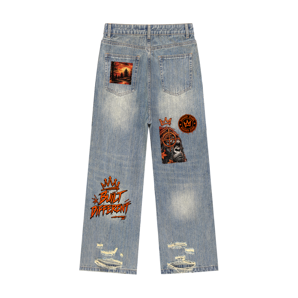 Jeans,ripped,washed,wideleg