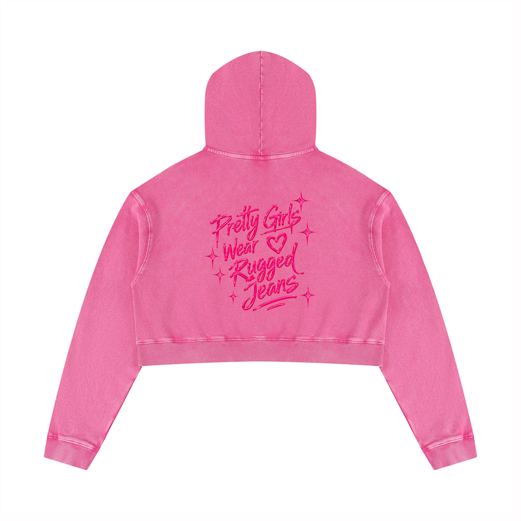 Cropped,Hoodie,love,Snowwashed,Cotton