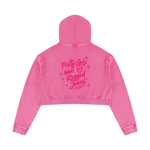 Cropped,Hoodie,love,Snowwashed,Cotton