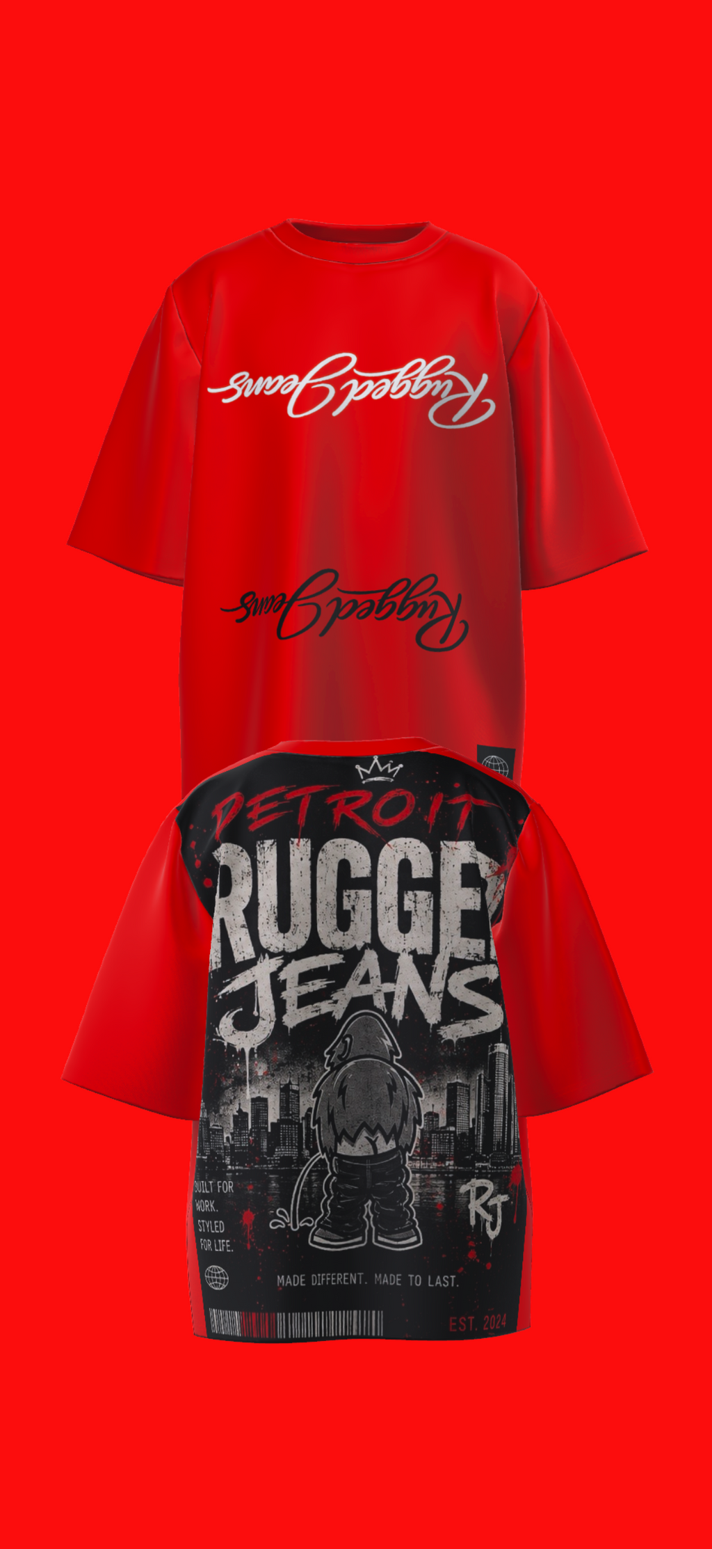 “Rugged red wing“ Oversized Rugged Tee