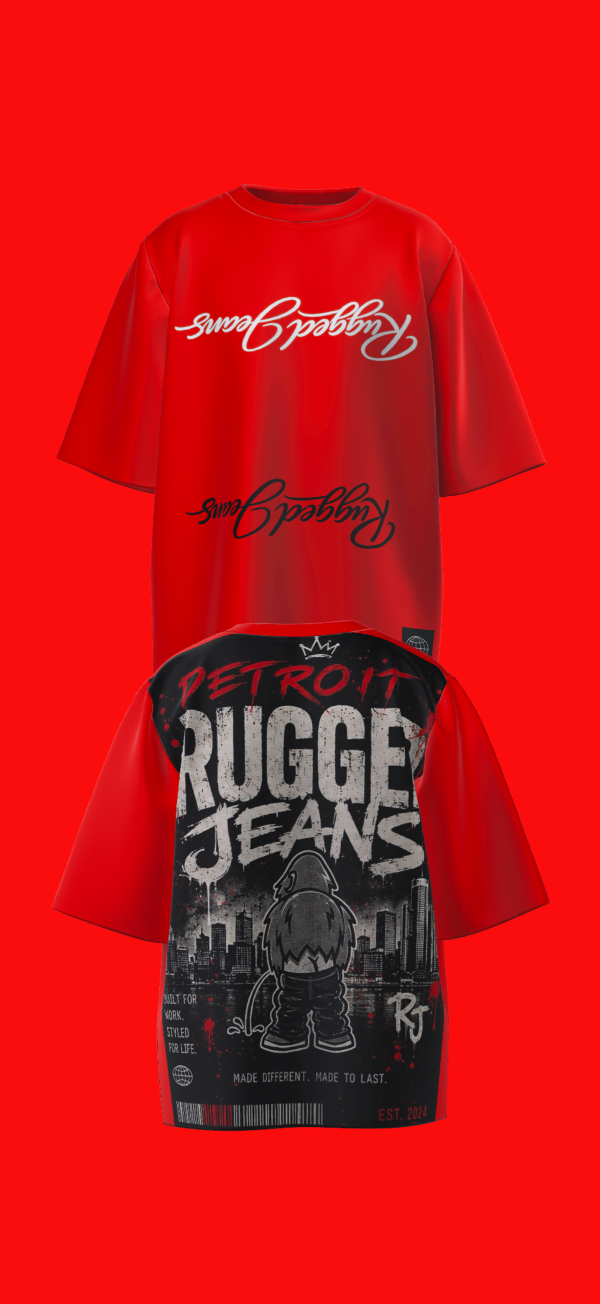 “Rugged red wing“ Oversized Rugged Tee