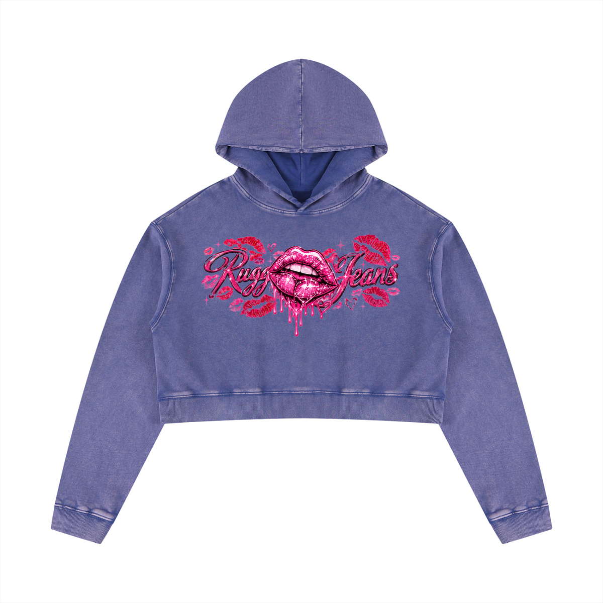 Cropped,Hoodie,love,Snowwashed,Cotton