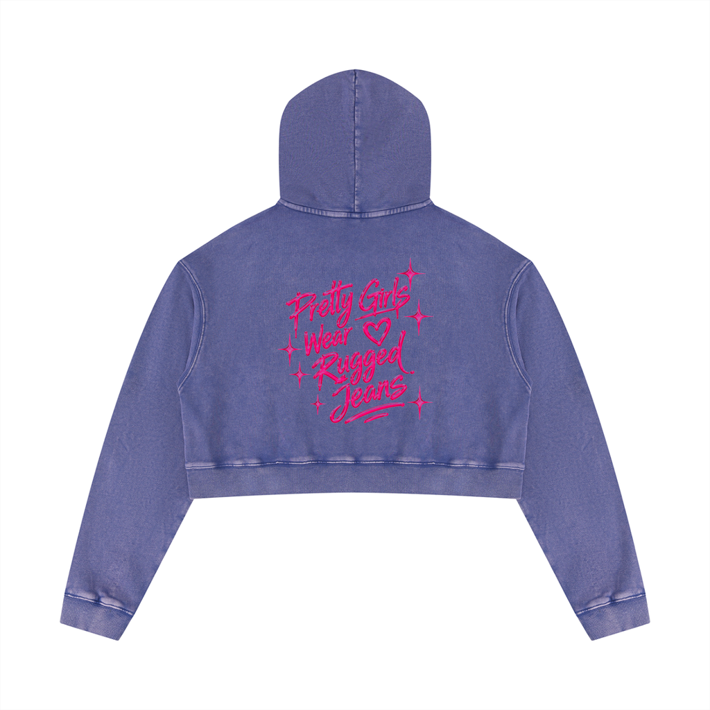 Cropped,Hoodie,love,Snowwashed,Cotton