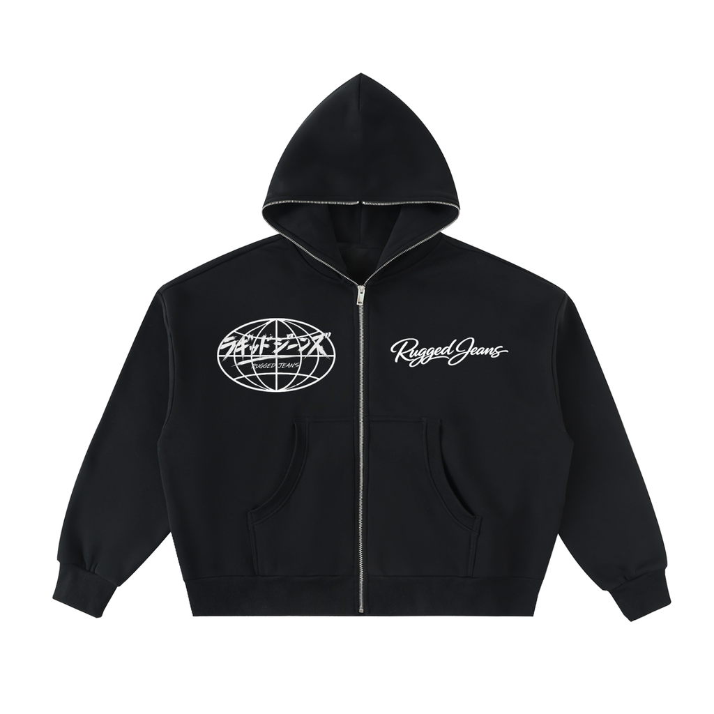 Hoodie,Fullzip,Black,Graphic