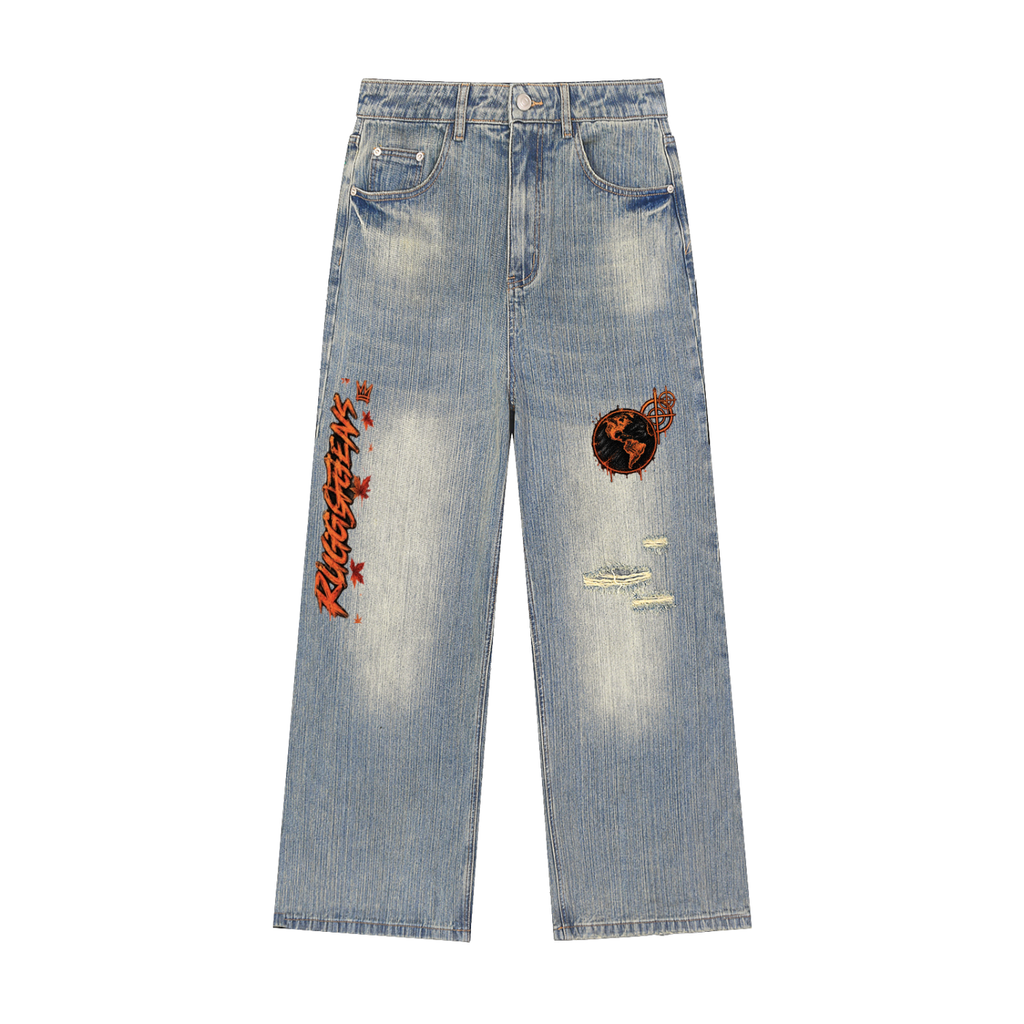 Jeans,ripped,washed,wideleg